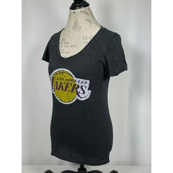 Los Angeles Lakers NBA Wright & Ditson V-Neck Gray T-Shirt Women's MEDIUM - Picture 4 of 5